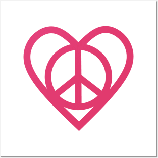 PEACE And Love Sign Raspberry Sorbet Posters and Art